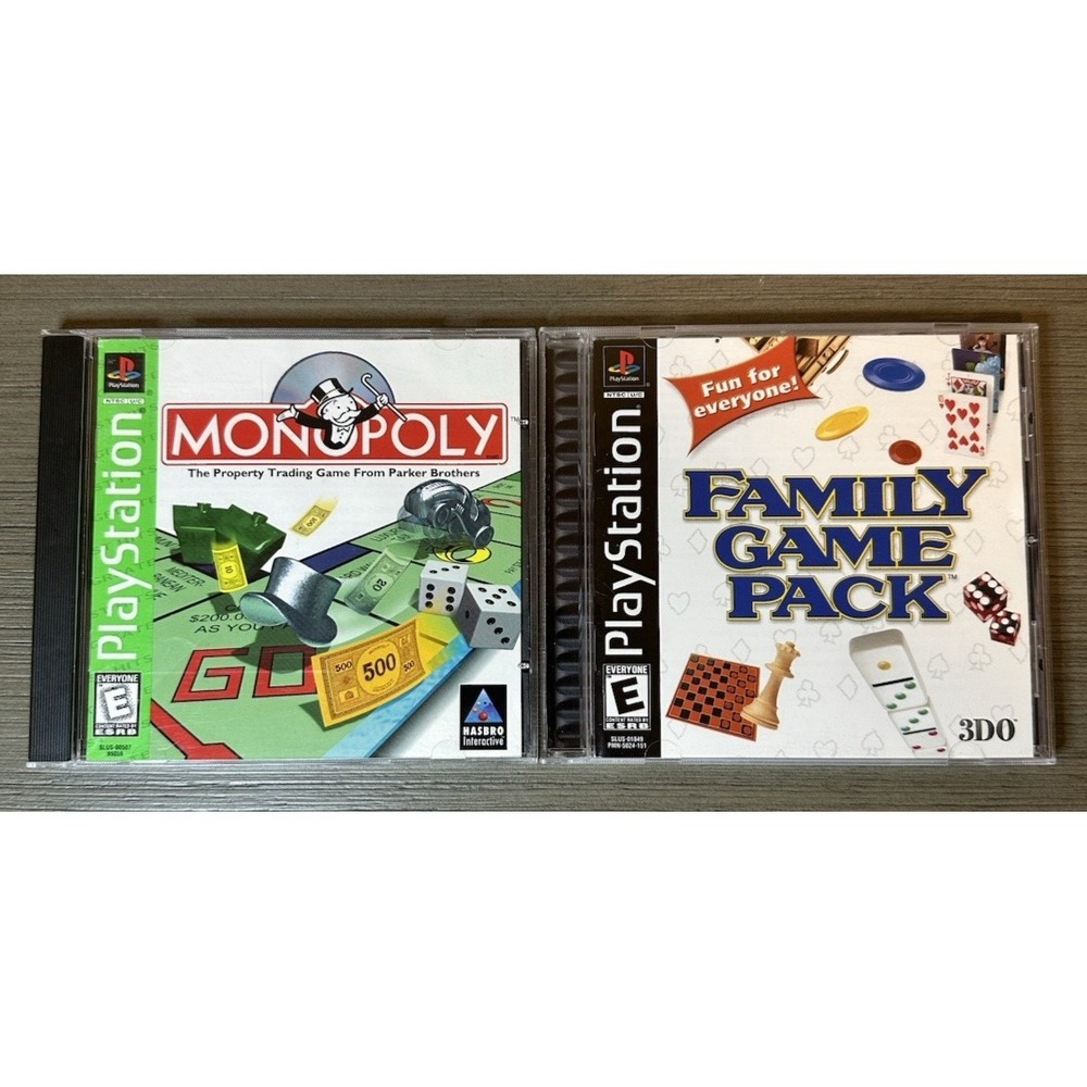 PS1 Card/Board Games Lot - Monopoly CIB, Family Game Pack CIB